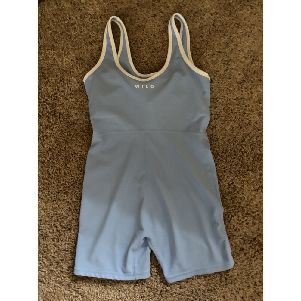 Wilo One Piece Ribbed Active Romper Baby Blue Women’s Size Small